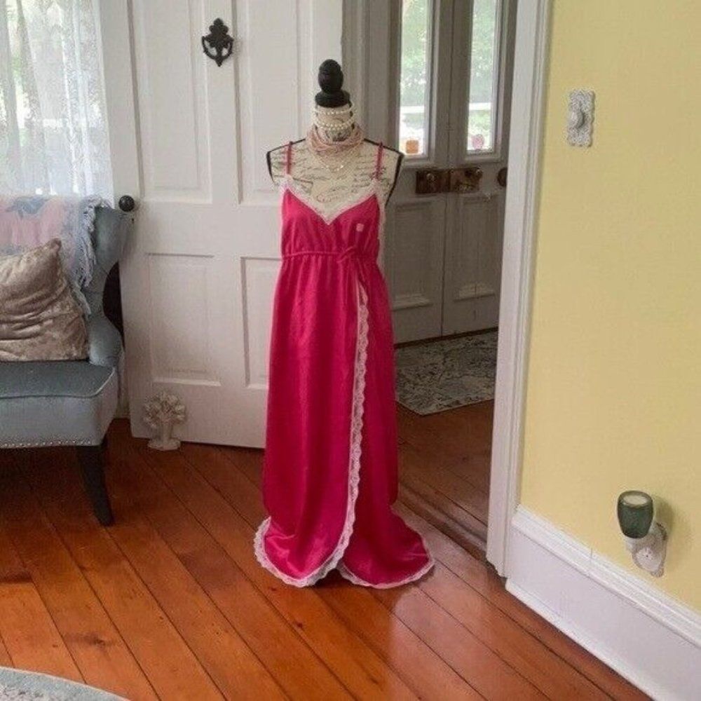 💝⭐️💝VTG Givenchy 2pc SET PARIS Pink Sultry Lace Nightgown * Robe💝⭐️💝 - Picture 12 of 16